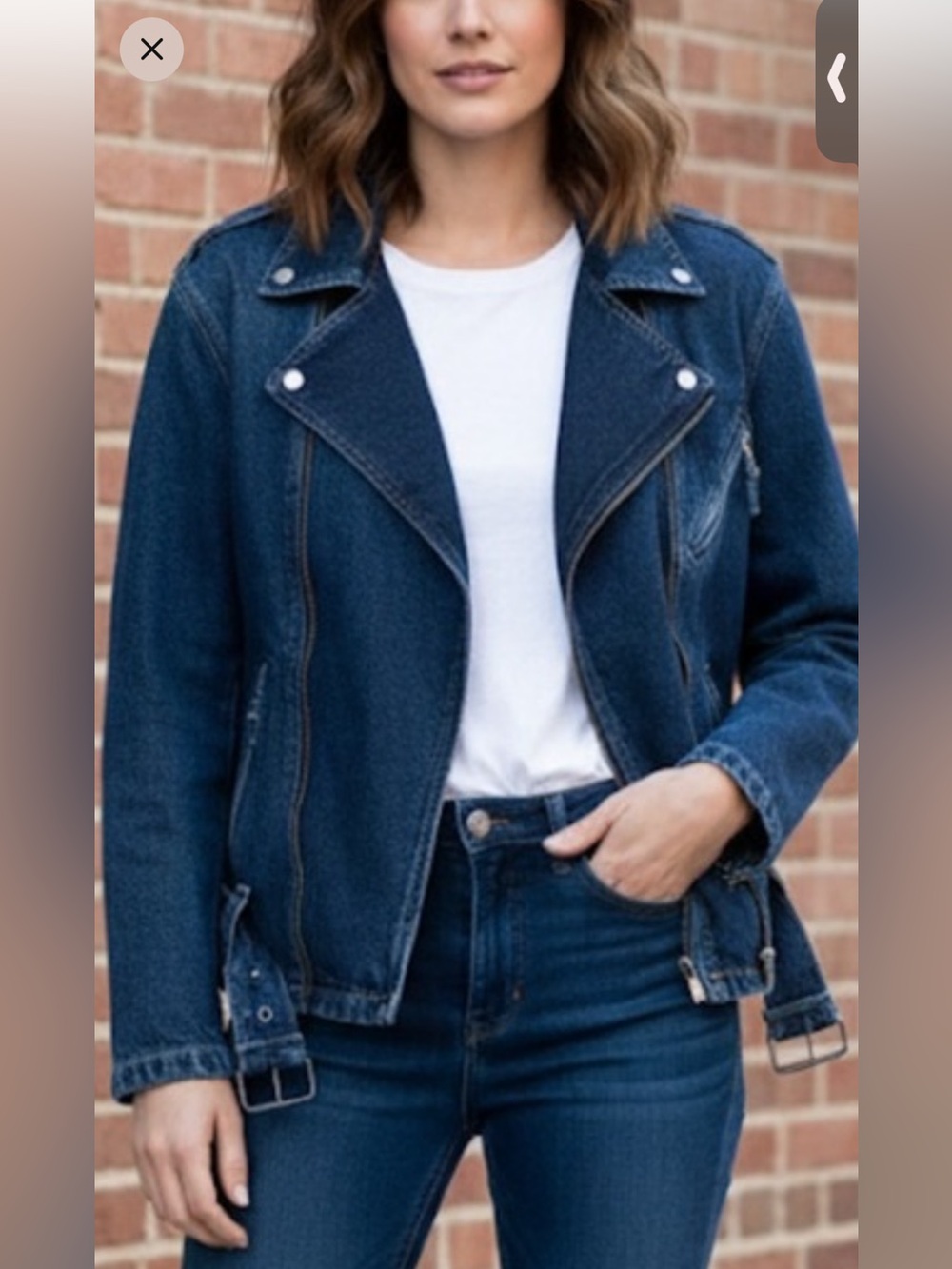 Hidden brand Stylish Blue Denim moto Jacket for Women NWT 19”-21” PTP